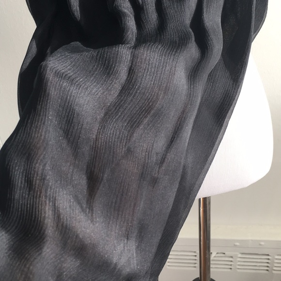 VTG Express black beaded trim v silk chiffon S - Picture 5 of 8